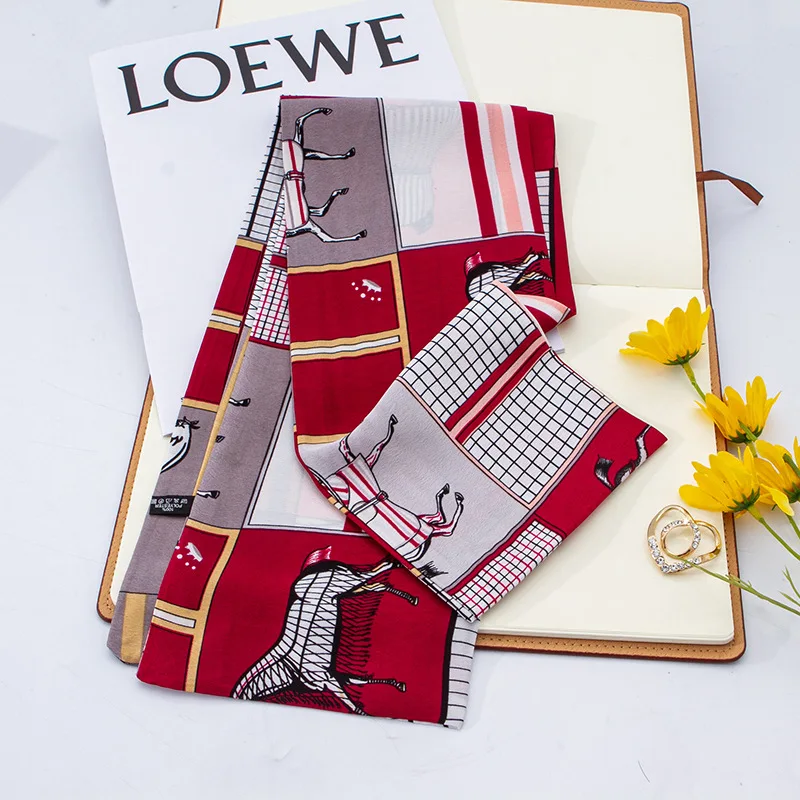 

2021 Silk Scarf For Women Fashion Print 14*145cm Scarfs Female grils Shawls Wraps Neck Scarves