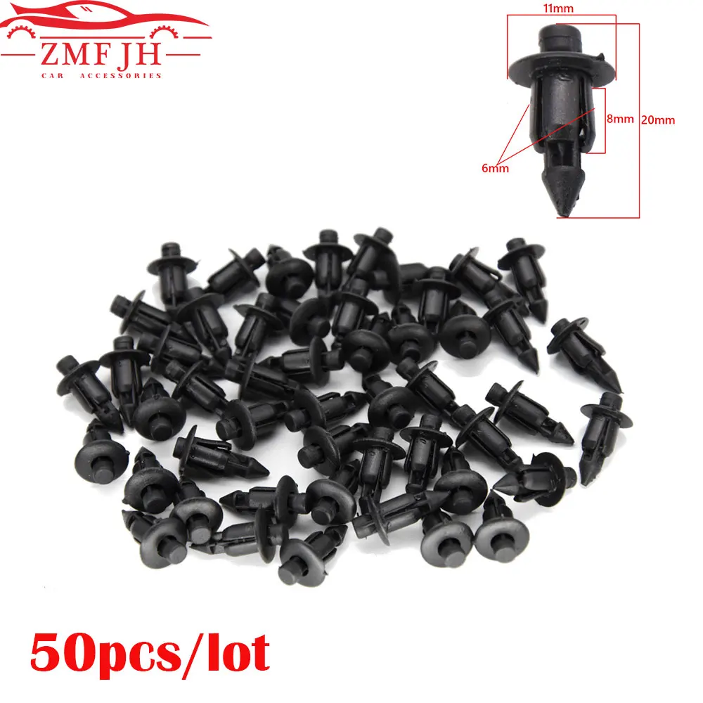 50 шт. зажим для дверной панели автомобиля 6 мм черный пластиковый фиксатор