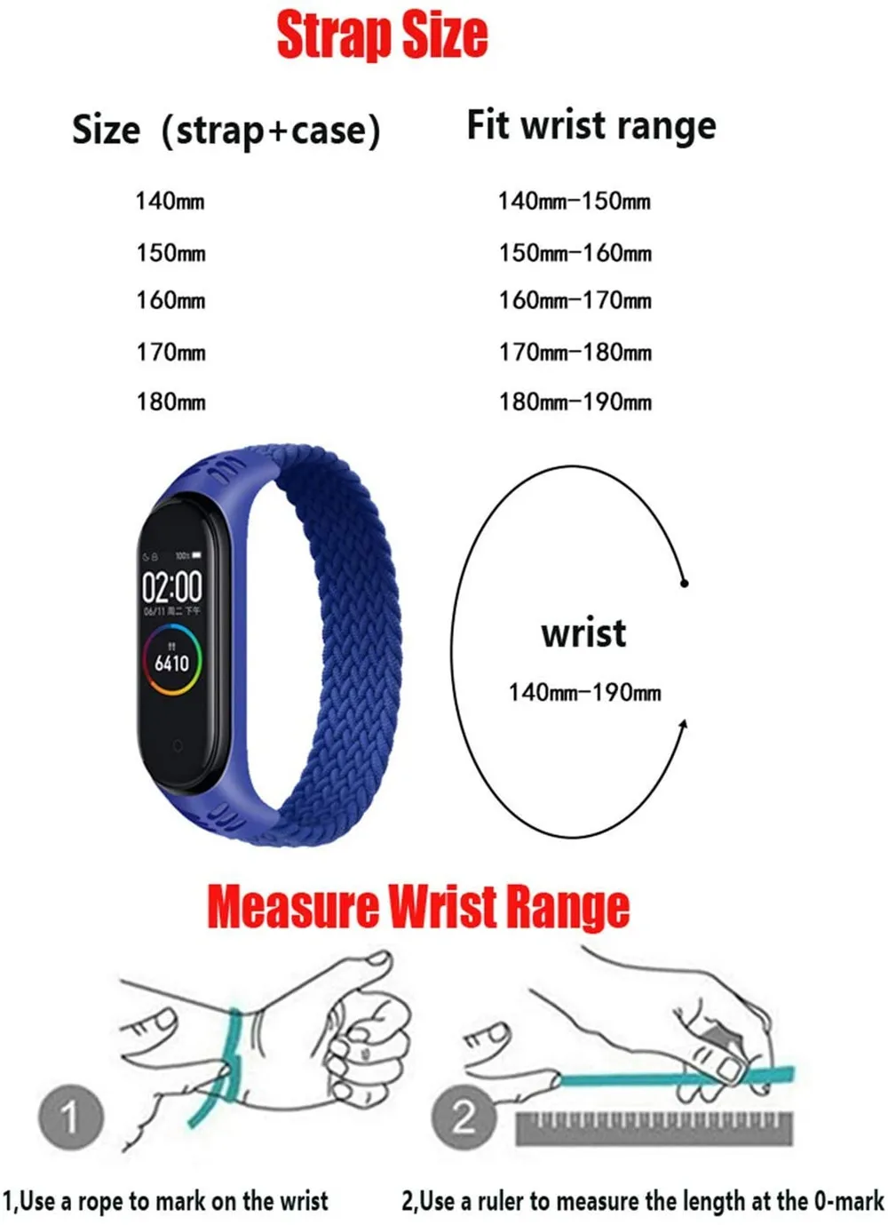 

For Xiaomi Mi Band 6 5 3 4 Elastic Braided Solo Loop Strap For Mi band 4 5 6 Replaceable Nylon Bracelet Nylon silicone Wristband
