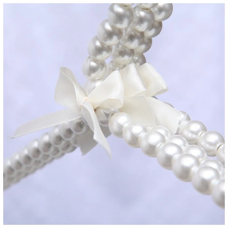 

Faux Pearl Bow Clothes Hangers Hook for Children Kids Bowknot White