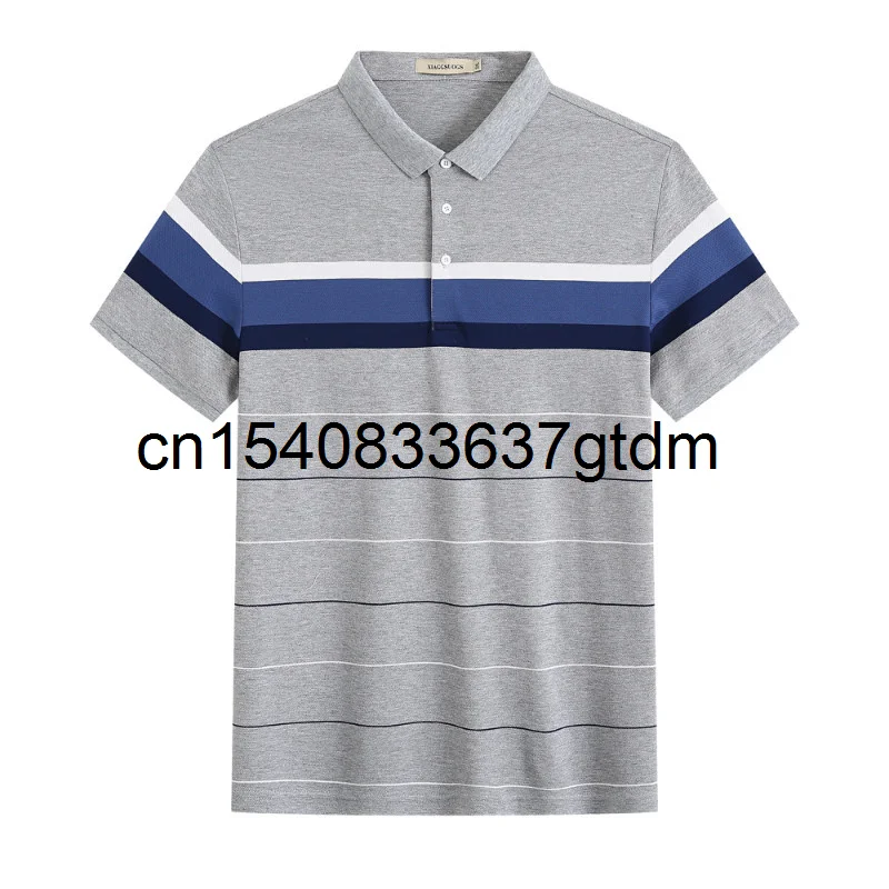 

Лето 2021 новые мужские размера плюс в полоску с отложным воротником и коротким рукавом, футболка с длинными рукавами