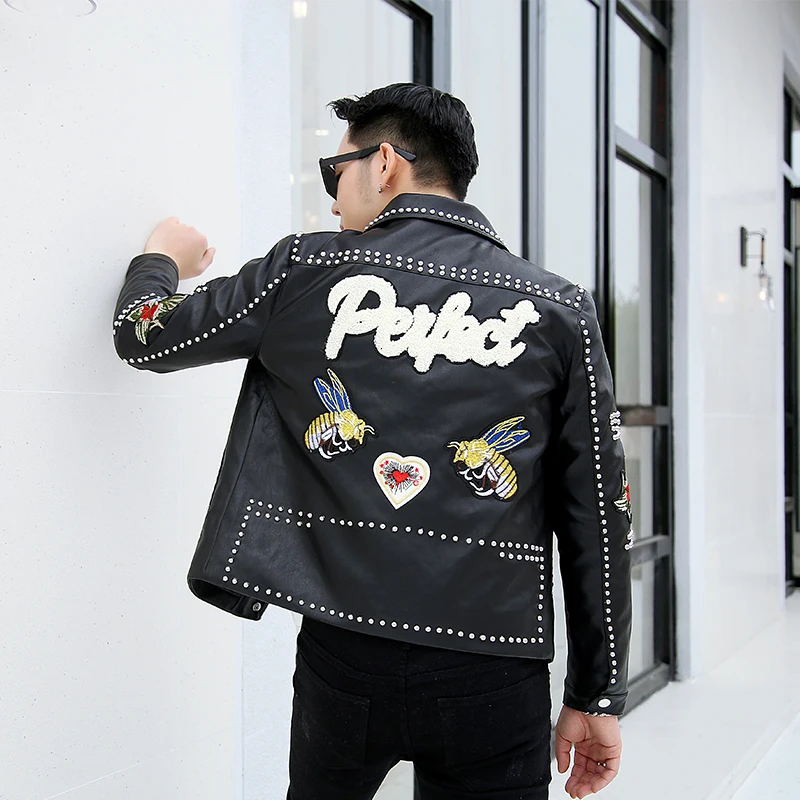 Кожаные куртки в стиле панк с заклепками повседневные кожаные Chaqueta De Cuero Moto