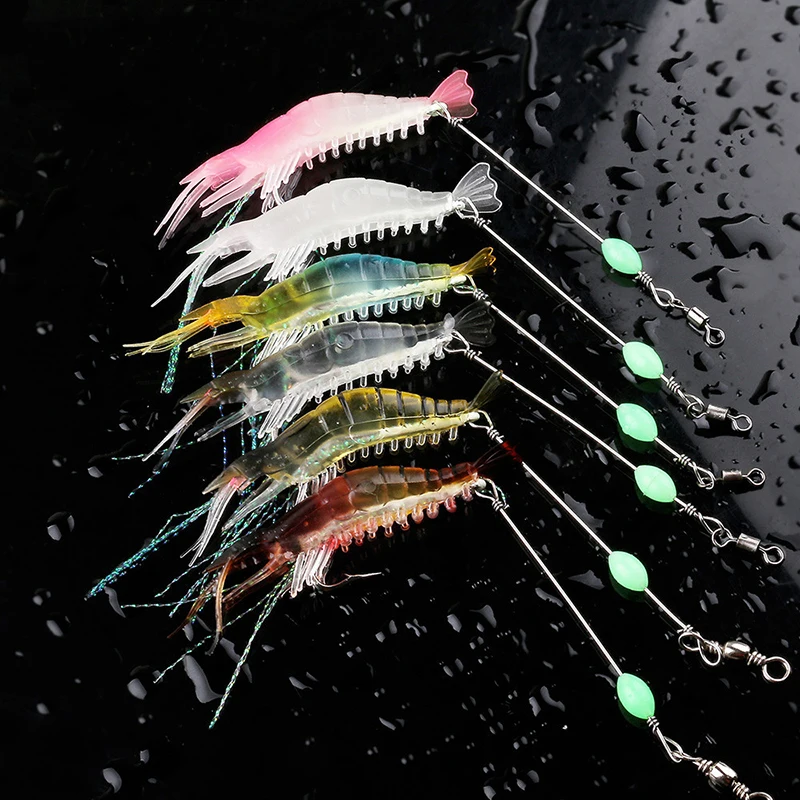 

Soft bait lure bionic hanging shrimp luminous fishing bait simulation of soft shrimp freshwater fishing gear fishing lure set