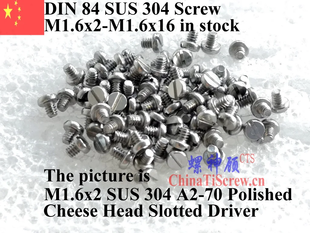 DIN 84 винт из нержавеющей стали M1.6 M1.6x2 M1.6x3 M1.6x4 M1.6x5 M1.6x6 M1.6x8 M1.6x10 M1.6x12 M1.6x16 привод слота