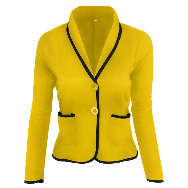 

Preppy Style Slim Ladies Blazer Autumn Casual Long Sleeve V-neck Button Pocket Female Crop Top Elegant Women Coat Plus Size 6XL