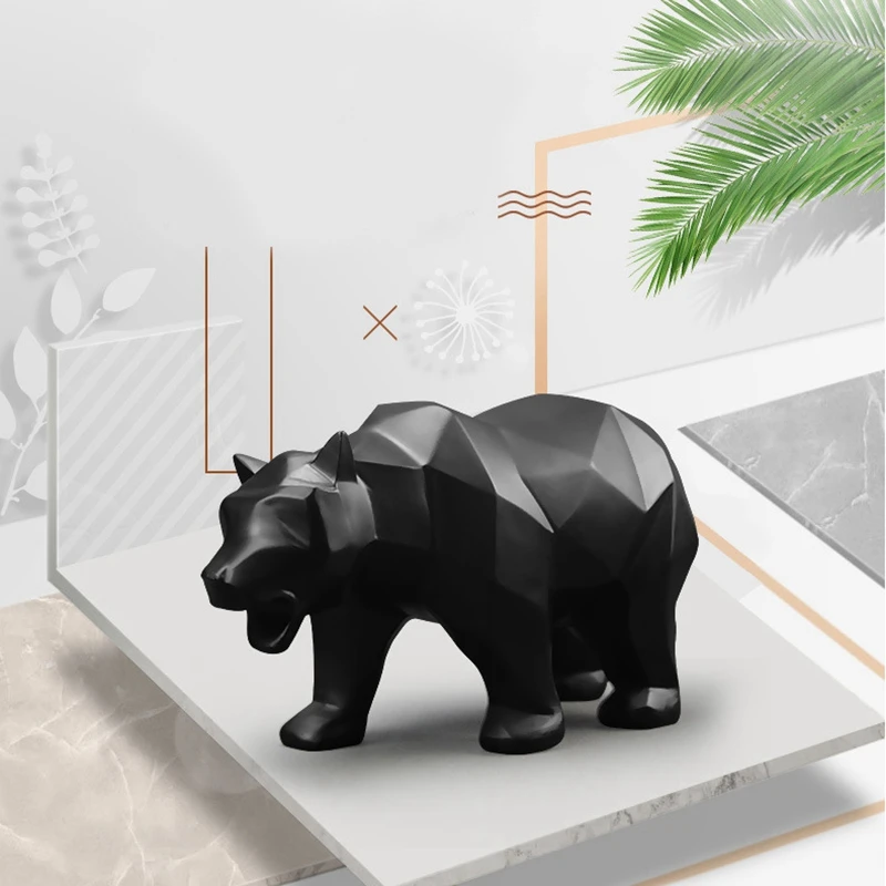 

Sculpture Bear Statue Resin Home Decoration Geometric Animal Bear Ornament Nordic Decoration Accessories Modern Crafts