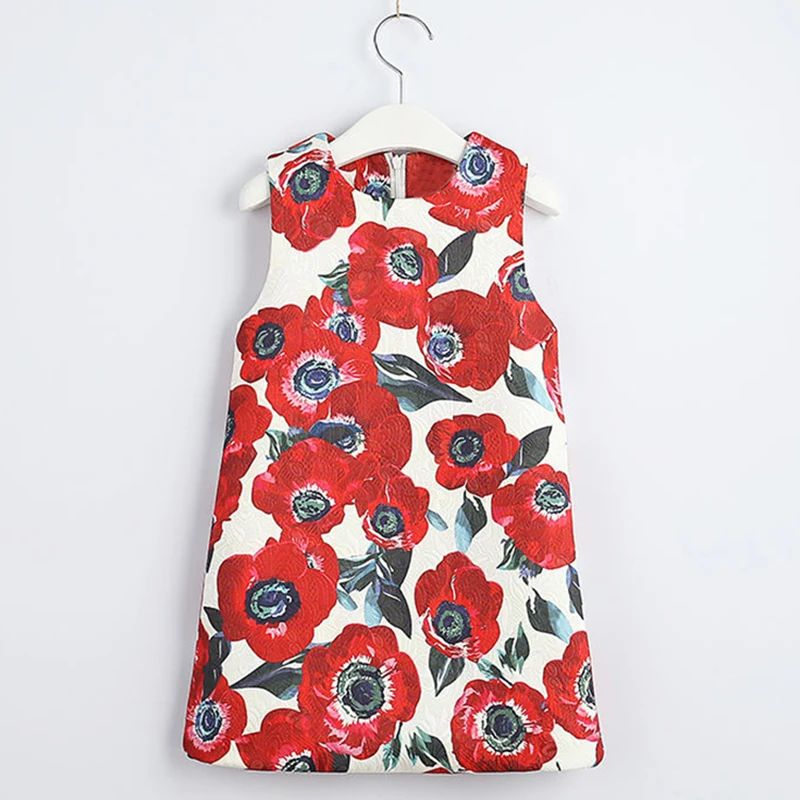 Menoea/платье для девочек коллекция года; платья для маленьких девочек в европейском и американском стиле платье без рукавов с цветочным принтом для детей 3-8 лет