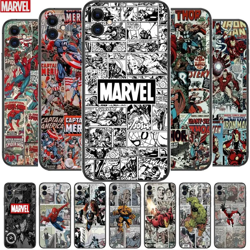 Чехлы для телефонов с комиксами Marvel iphone 13 Pro Max Чехол 12 11 8 PLUS 7PLUS 6S XR X XS 6 mini se