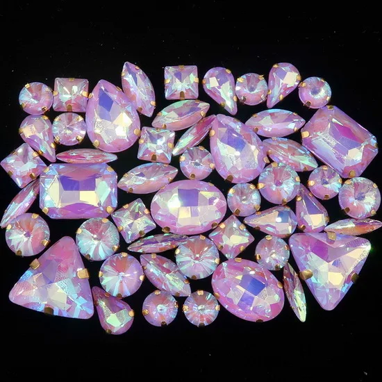 A39 Violet AB 50 шт./пакет формы с золотым коготь Установка ясный и желейные конфеты стеклянные стразы цвета Кристалл пришить стразы торжественное платье, обуви, сумок и diy кружевной отделкой - Цвет: A39 Violet AB