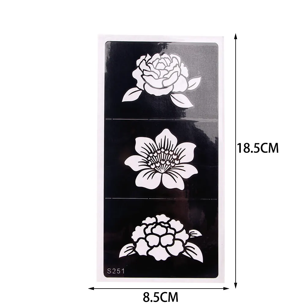 1 лист черный цветок стиль трафарет для татуировки хной боди арт Временные стикер