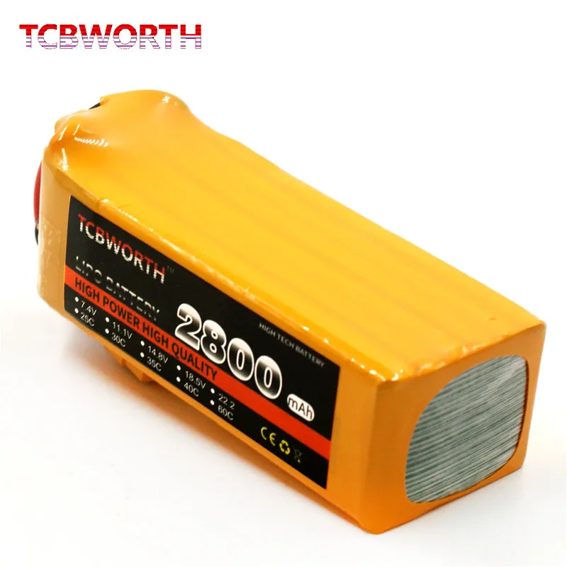 TCBWORTH 22 2 в 2800 мАч 35C 6S RC LiPo аккумулятор для радиоуправляемого самолета вертолета