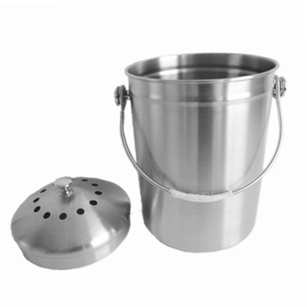 

Compost Stainless Steel Hotel Pericarp Container Bucket Recycling Lid Durable Home Bin