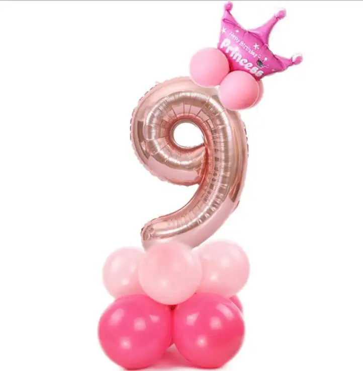 Rose gold pink 9 1 комплект 32 дюймов розовое золото номер воздушный шарик из фольги в форме цифры баллоны с гелием День рождения Свадьба Декор воздушные шары для праздника вечерние поставки - Цвет: Rose gold pink 9
