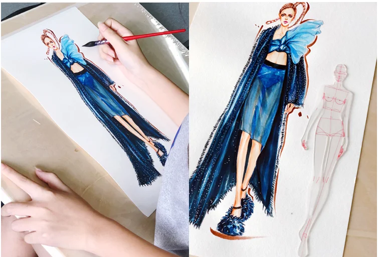 Fashion Ruler Line Drawing Human Dynamic Template for Cloth Rendering 25.6cm Woman Costume Designer Sewing | Канцтовары для офиса
