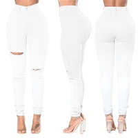 ripped skinny jeans ladies regular high waist stretch jeans womens slimming pencil pants fashion outdoor casual wear 2021