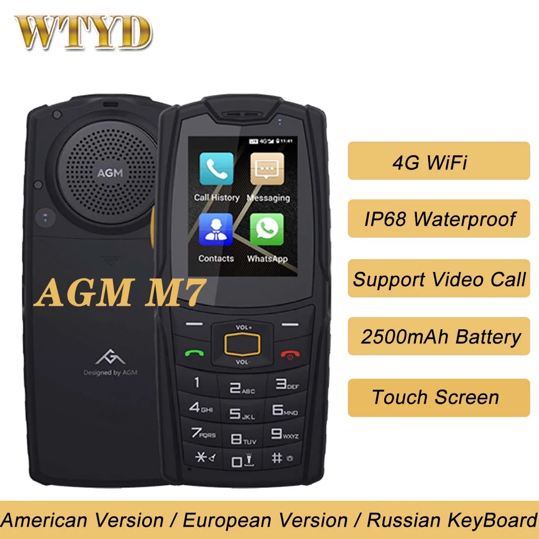 AGM M7 водонепроницаемый смартфон с четырёхъядерным процессором ОЗУ 1 ГБ ПЗУ 8 2500