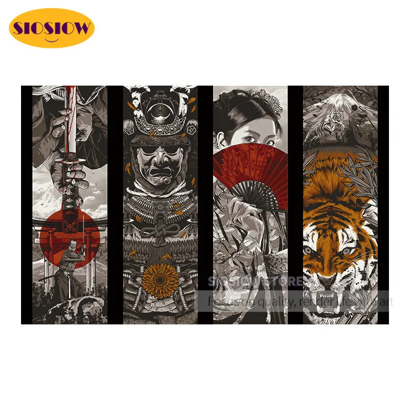 5D алмазная живопись сделай сам Самурай тигр полный набор квадратная круглая