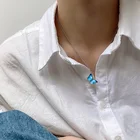 Корейский синий градиент Бабочка ожерелье для женщин девочек серебряный цвет радужные бабочки кулон колье ювелирные изделия подарок
