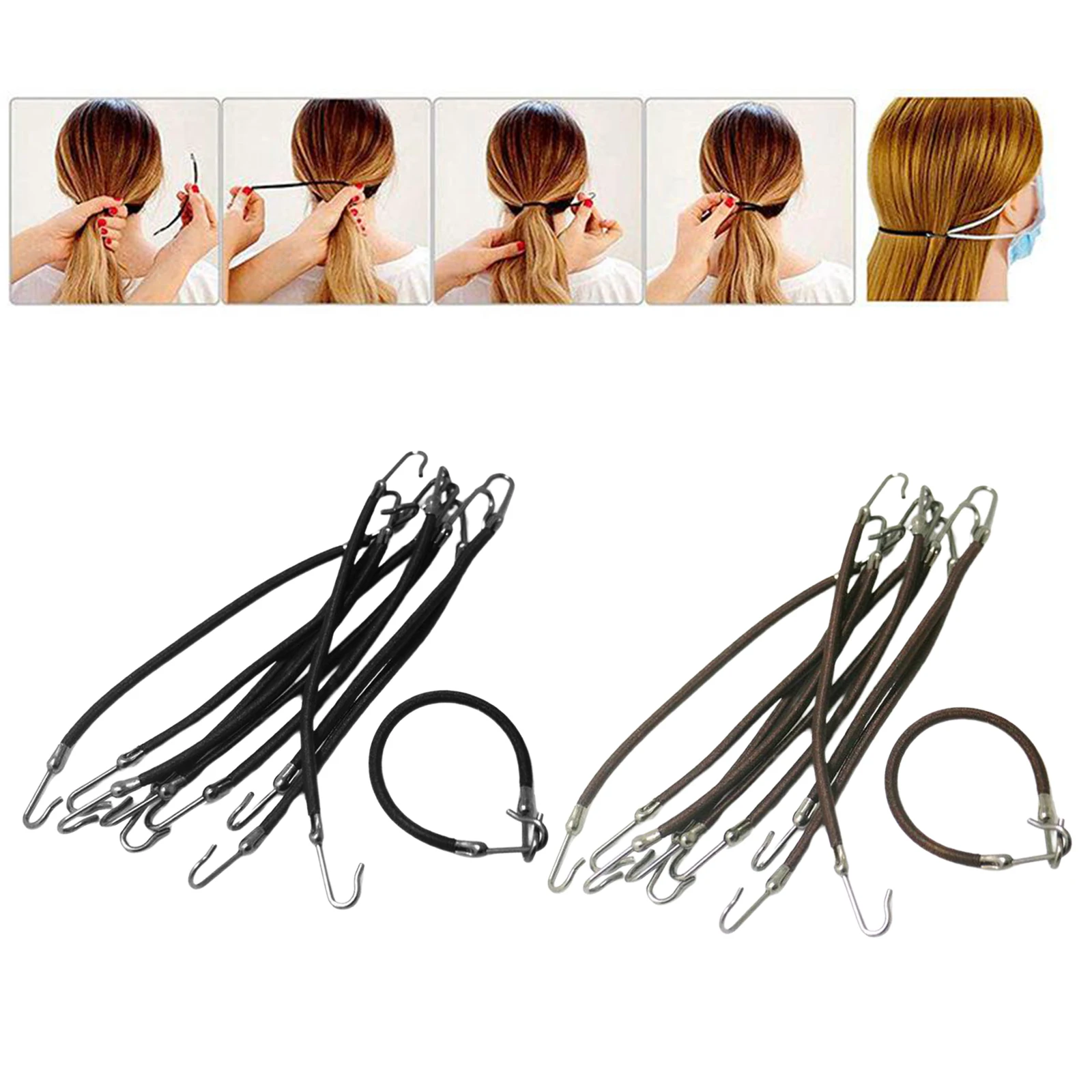 

10 Pieces Ponytails Hooks Elastic Band Hair Clips Rubber Bands Holder Hair Styling for Women Girls