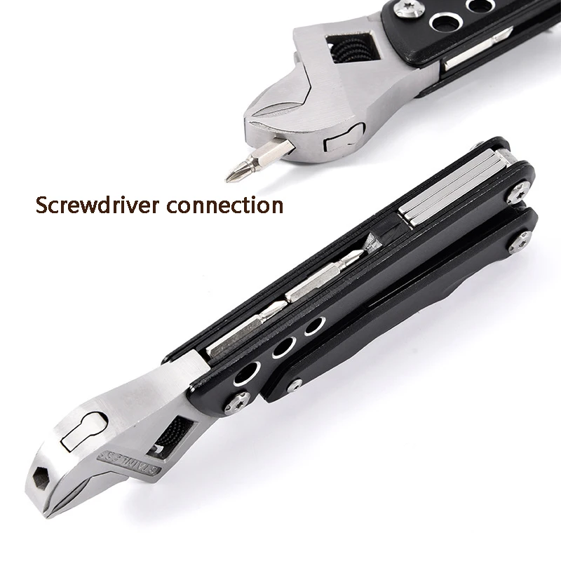 

Outdoor Multifunctional Claw Hammer Adjustable Wrench Pliers Portable Folding Lifesaving Ax Knife Camping Mountaineering Toolset