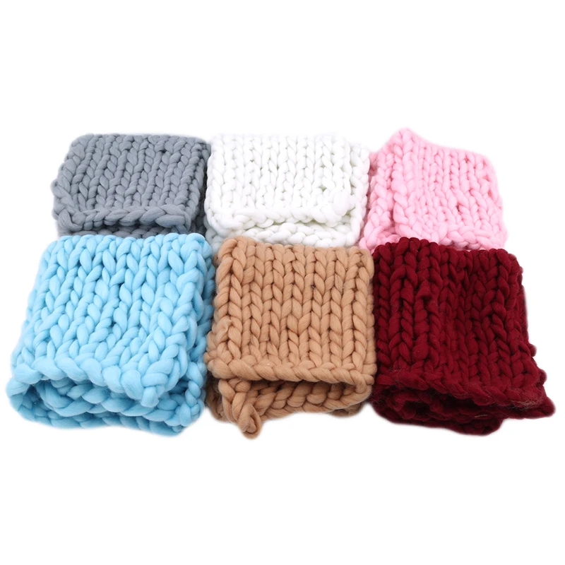 New Arrivals knitted Wool Crochet Baby Blanket Newborn Photography Props Chunky Knit Basket Filler Knitted | Мать и ребенок