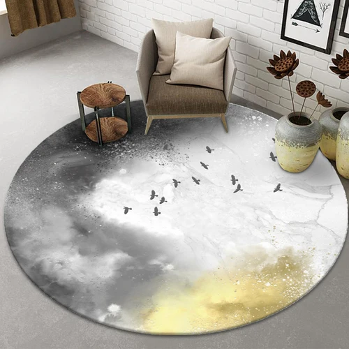 Коврик в китайском стиле нескользящий круглый ковер с рисунком цветущей сливы