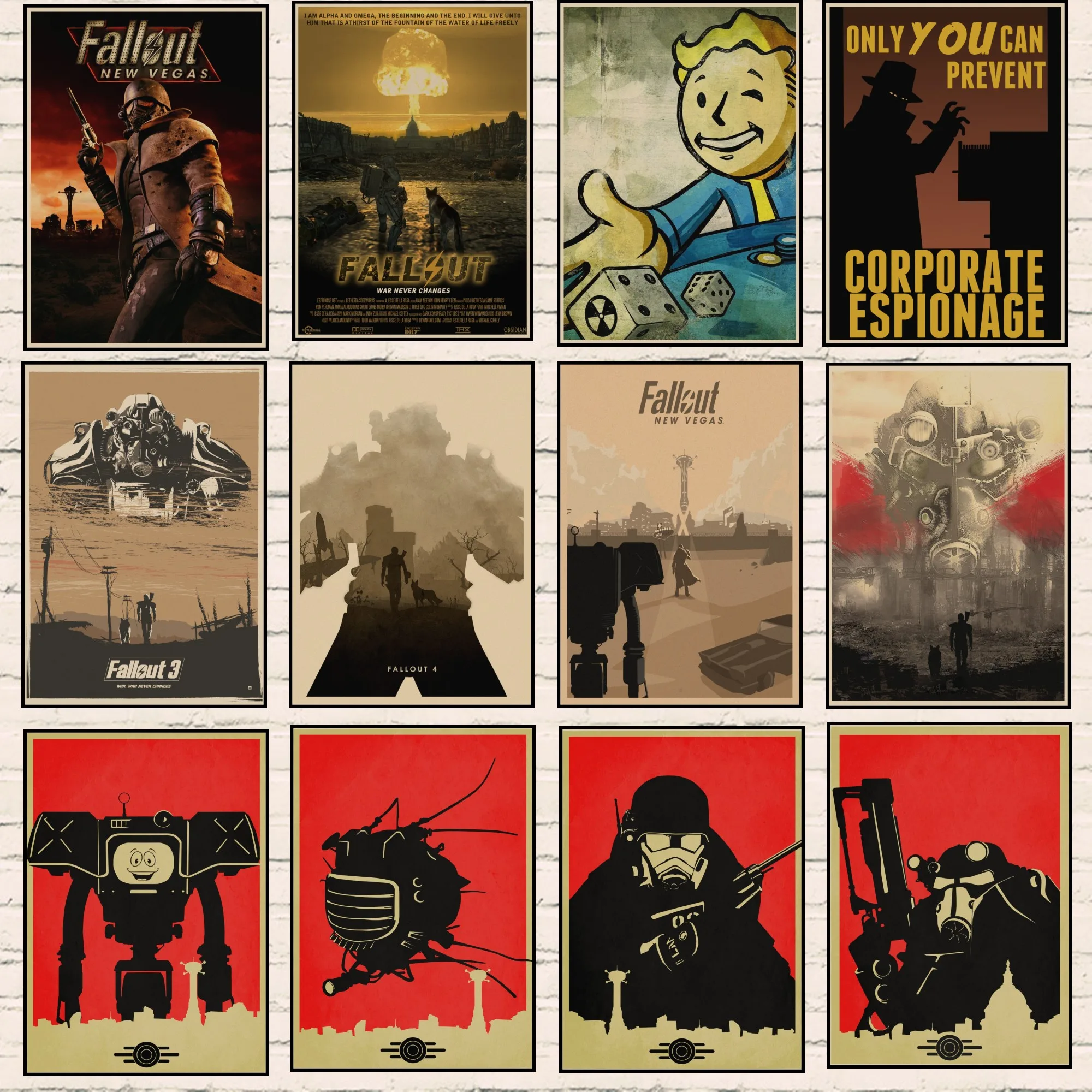 Постеры для игр Fallout 4 высококачественные наклейки на стену в стиле ретро принты