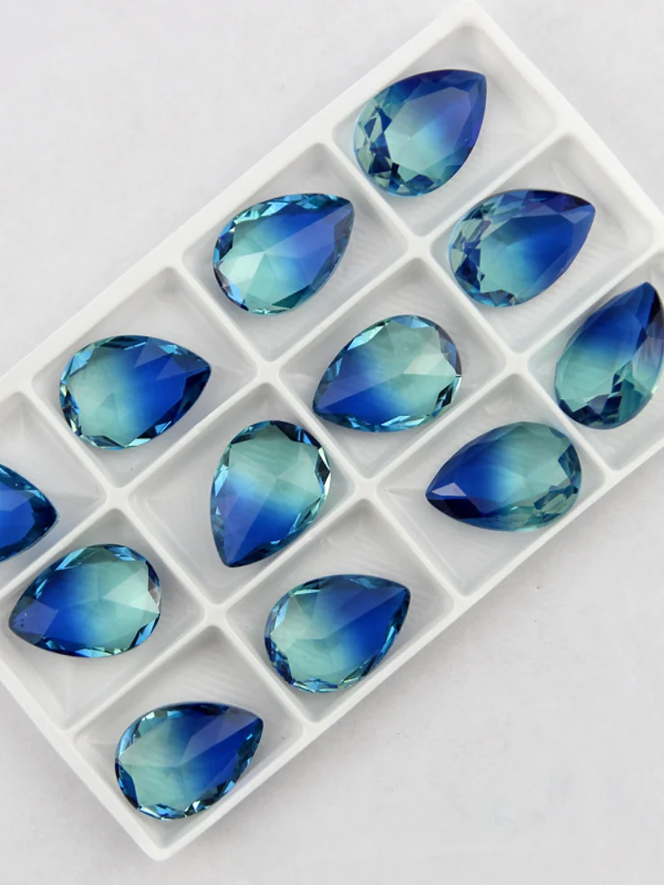 18*25mm teardrop Tourmaline rhinestone pointback pear fancystone multicolor color beads for jewelry decoration | Дом и сад