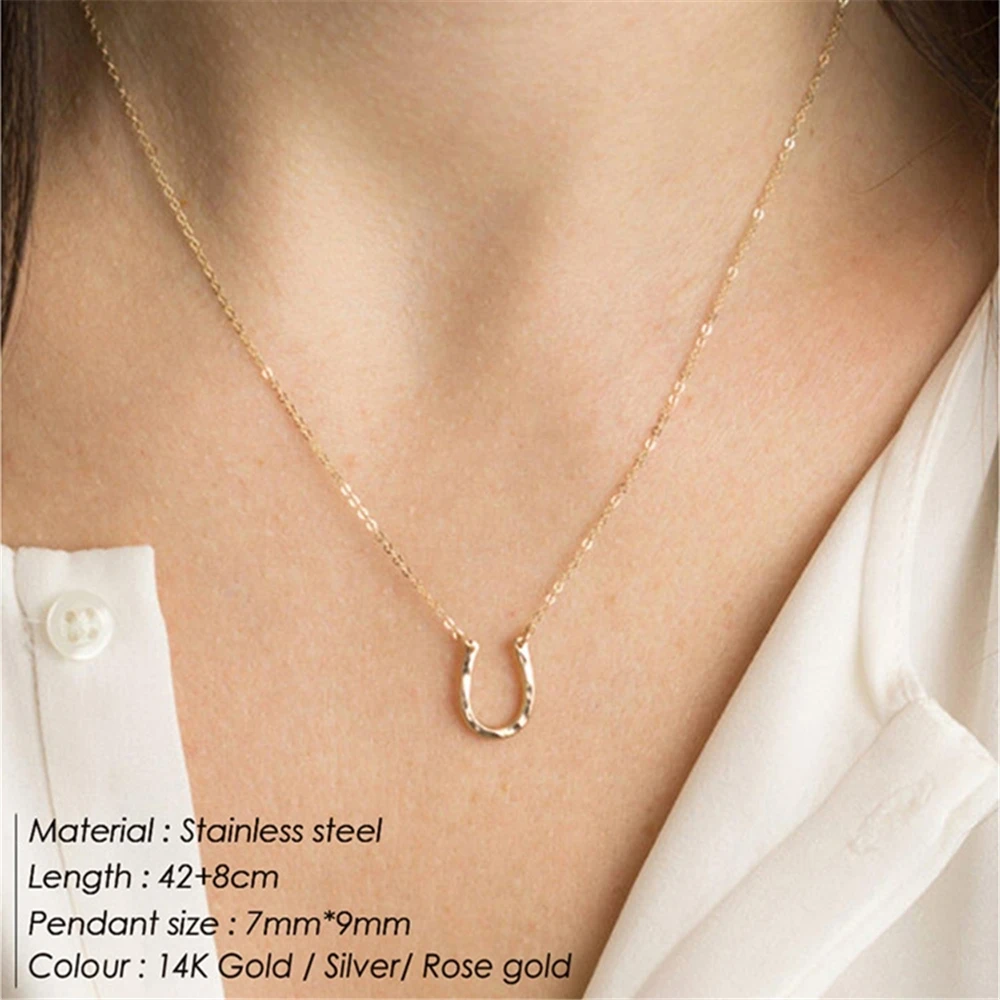 Висюнион 316L ожерелье из нержавеющей стали u образный Кулон Лошадь копыта золотой