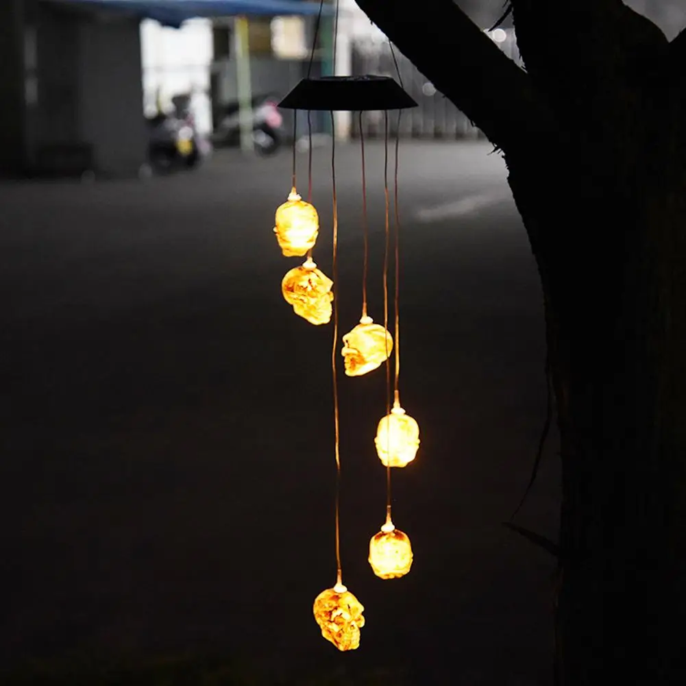 Светодиодный светильник на солнечной батарее с черепом и колокольчиками | Лампы