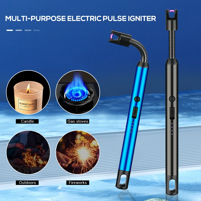 Electronic Candle Lighter Short Neck Hose Pulse Arc Windproof with Power Display USB Rechargeable Ignitor for | Дом и сад