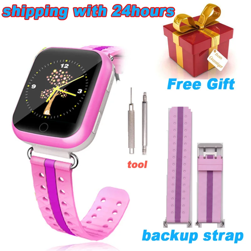 pink with strap Gps умные часы Q750 Q100 Детские умные часы с 1,54 дюймовым сенсорным экраном SOS устройство отслеживания местоположения вызова для детей безопасный PK Q50 Q90 - Цвет: pink with strap