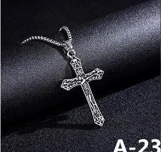 

Korean Fashion Hip Hop Titanium Steel Jesus Cross Pendant Necklace for Men Jewelry Free Shipping