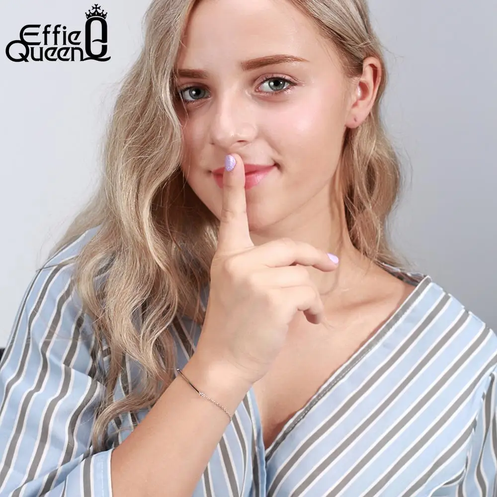 Effie queen 925 пробы серебряные женские браслеты 34*1 мм тонкий бар на заказ Выгравированный именной браслет персонализированный женский браслет TSB23
