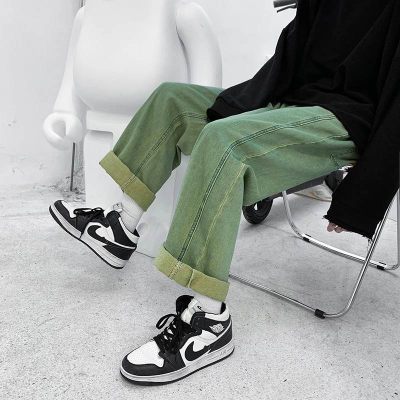 

Парные стильные фиолетовые синие джинсы модные уличные модные брендовые прямые свободные мужские и женские брюки