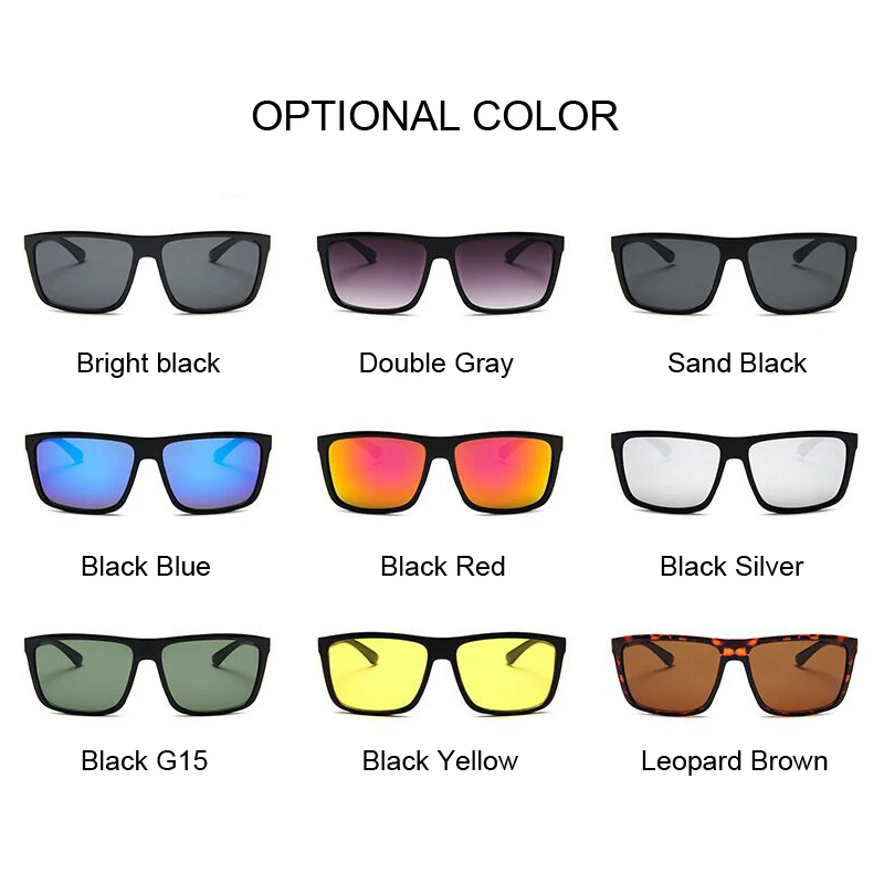 Мужские квадратные солнцезащитные очки черные с защитой UV400 для вождения|Мужские