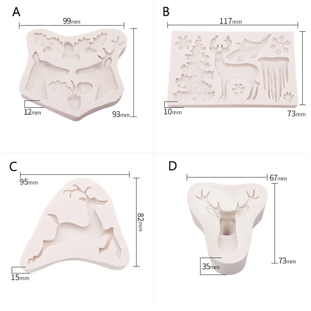 Силиконовая Рождественская елка олень снеговик снежинка сосновый конус резак