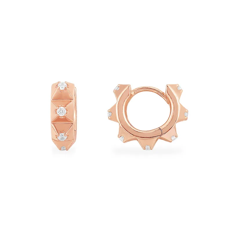 Женские серьги-кольца SLJELY из стерлингового серебра 925 пробы с розовыми шипами