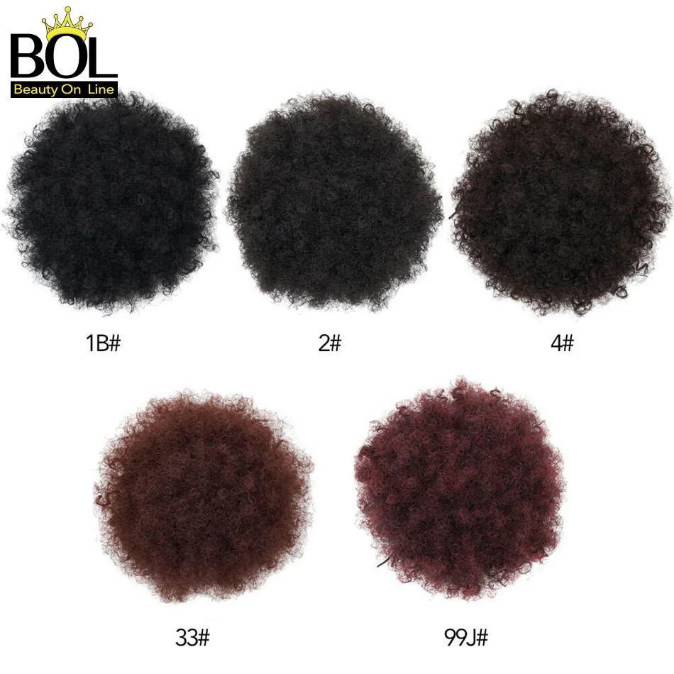 8 дюймов короткие синтетические волосы булочка шнурок конский хвост афро слоеный