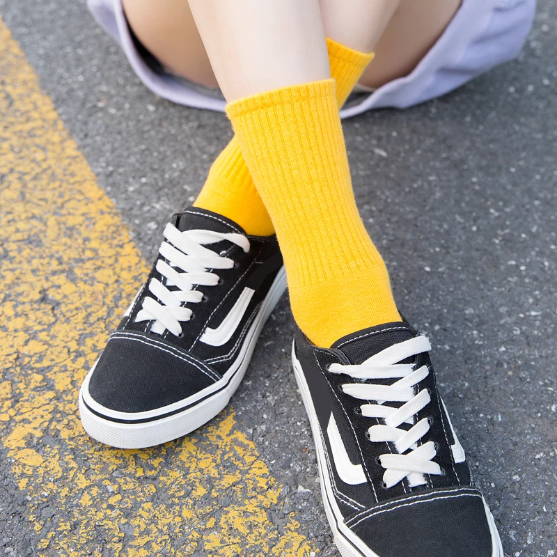 Unisex Rainbow Color Men Socks 100 Cotton Harajuku Colorful Mid Standard 1 Pair | Мужская одежда