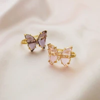new butterfly ring purple sweet romantic ring female jewelry girl wedding gift fashion popular temperament ring