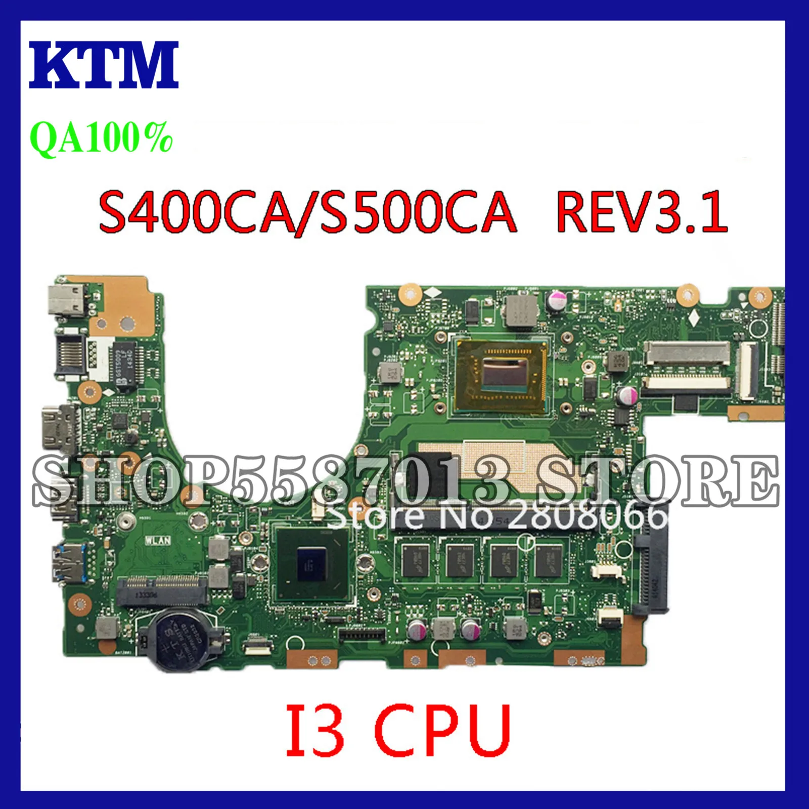 

KEFU S400CA For ASUS S400CA S500CA Laptop Motherboard S400CA Mainboard i3 CPU Integrated Test work 100%