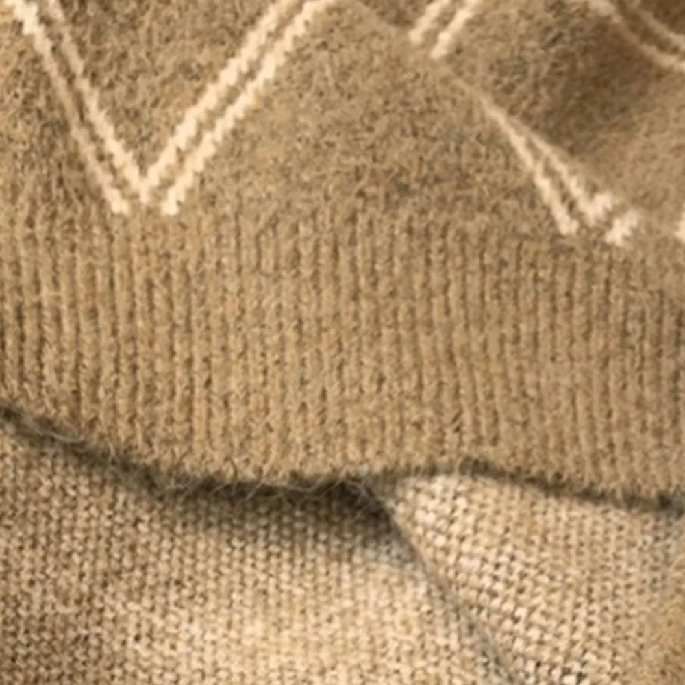 

Direcly Womens Sweaters Winter Tops Turtleneck Argyle Sweater Women Pullover Jumper Knitted Sweater Pull Femme Hiver Truien new