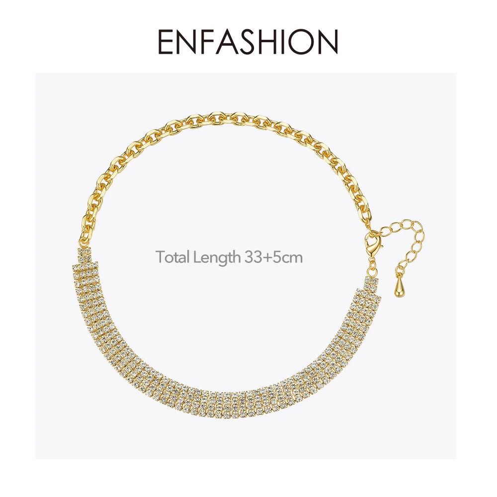 Женское колье чокер ENFASHION золотистого цвета ювелирное изделие P203065|Цепочки| |
