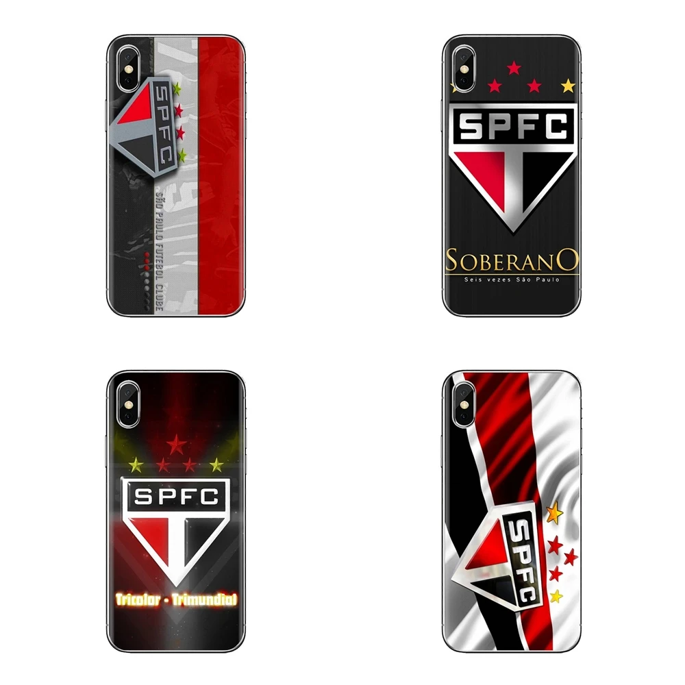 Sao Paulo FC SPFC Football Logo Soft Cover For iPhone XS Max XR X 4 4S 5 5S 5C SE 6 6S 7 8 Plus Samsung Galaxy J1 J3 J5 J7 A3 A5 |
