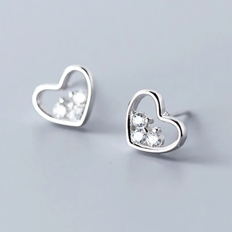 Trusta 925 пробы серебряные ювелирные изделия модные милые миниатюрные 8 мм X 7 мм полые серьги-гвоздики в форме сердца подарок для девочек, детей, леди DS514 - Окраска металла: G3128 Silver