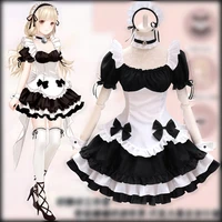 black white chocolate halloween costumes french bowknot maid lolita girls woman amine cosplay costume waitress party costumes