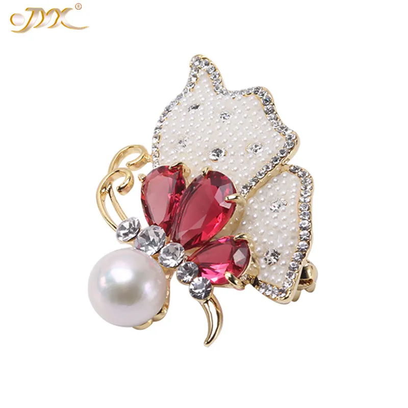 JYX потрясающая жемчужная брошь бабочка изящные булавки из натурального