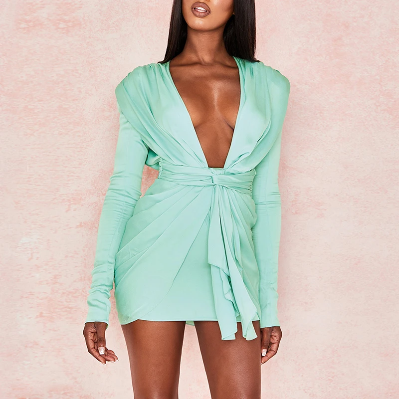 Женское облегающее мини-платье Max Spri Клубное платье с длинным рукавом и