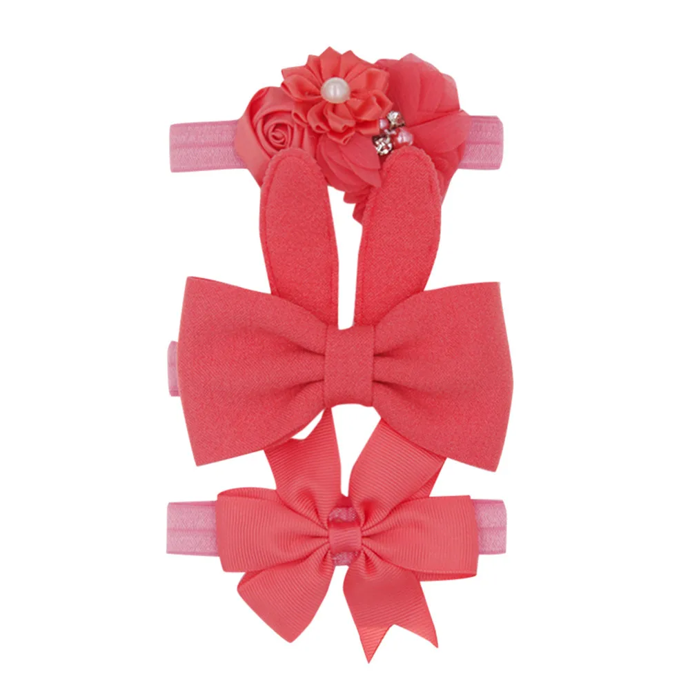 

New 3pcs/lot Kids Baby Girls Floral Headband Chiffon Ribbon Bowknot Hair Accessories Hairband Set Elastic Children Kids Headwear